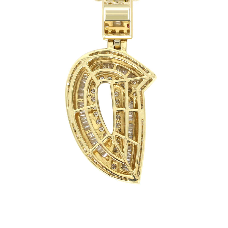 14K Yellow Gold Letter "D" Baguette Diamond Necklace | 2.16 Carats