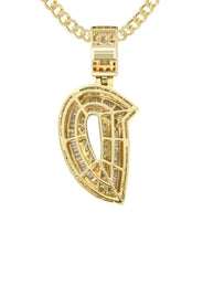 14K Yellow Gold Letter "D" Baguette Diamond Necklace | 2.16 Carats