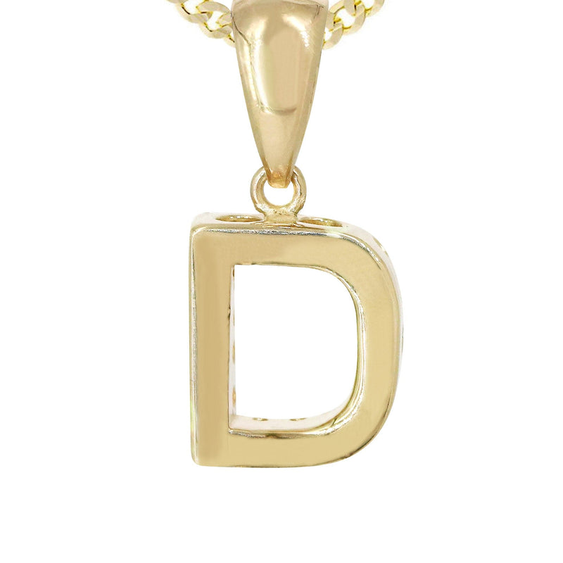 14K Gold Diamond  Initial Pendant and Cuban Chain .50 Carats