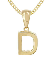 14K Gold Diamond  Initial Pendant and Cuban Chain .50 Carats