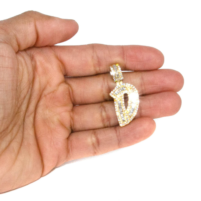 14K Yellow Gold Letter "D" Baguette Diamond Necklace | 2.16 Carats