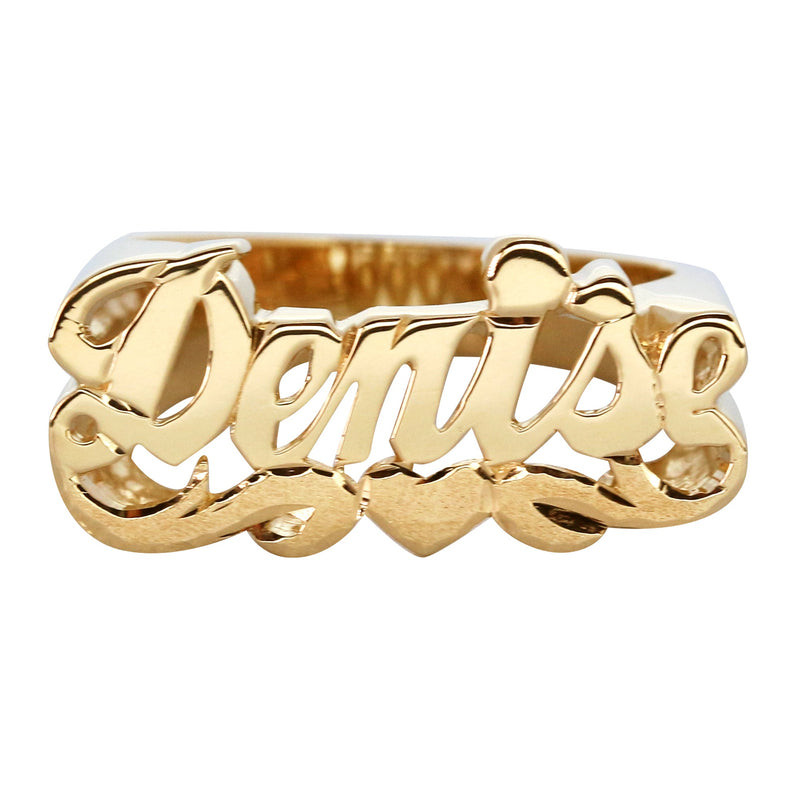 14K Heart Gold Name Ring | Appx. 6 Grams