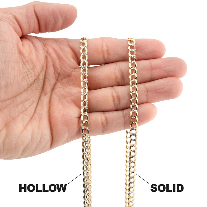 10K Gold Diamond Cut Curb Necklace / 6 MM