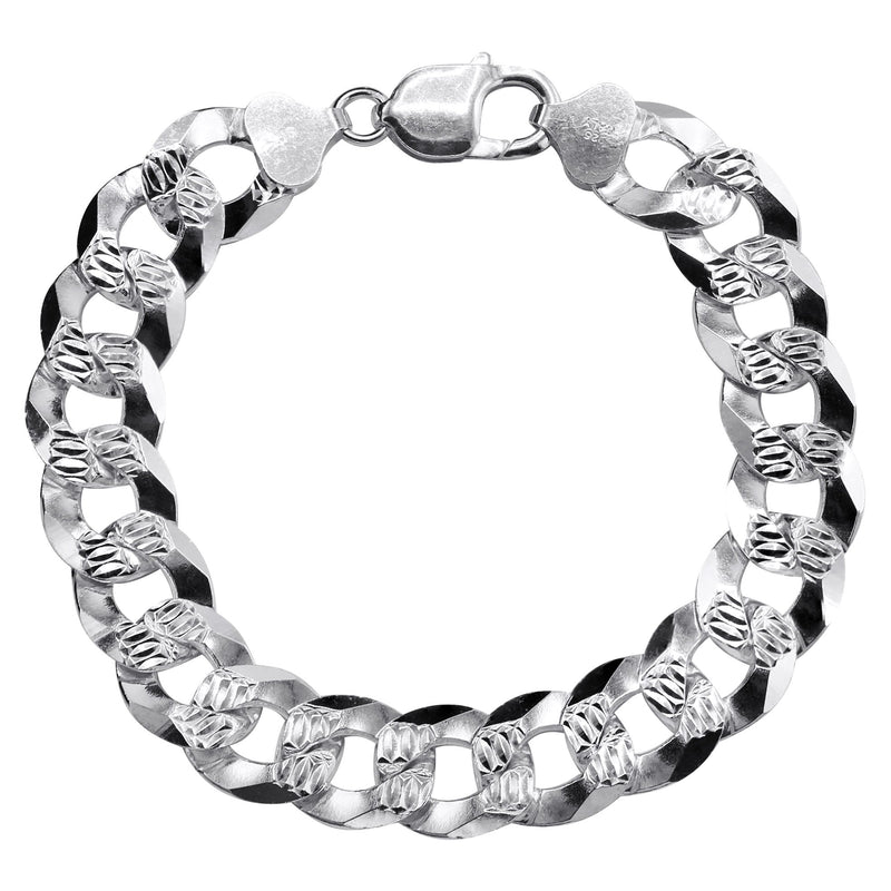 Silver Diamond Cut Curb Bracelet
