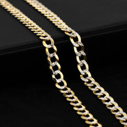 10K Gold Diamond Cut Curb Necklace / 6 MM
