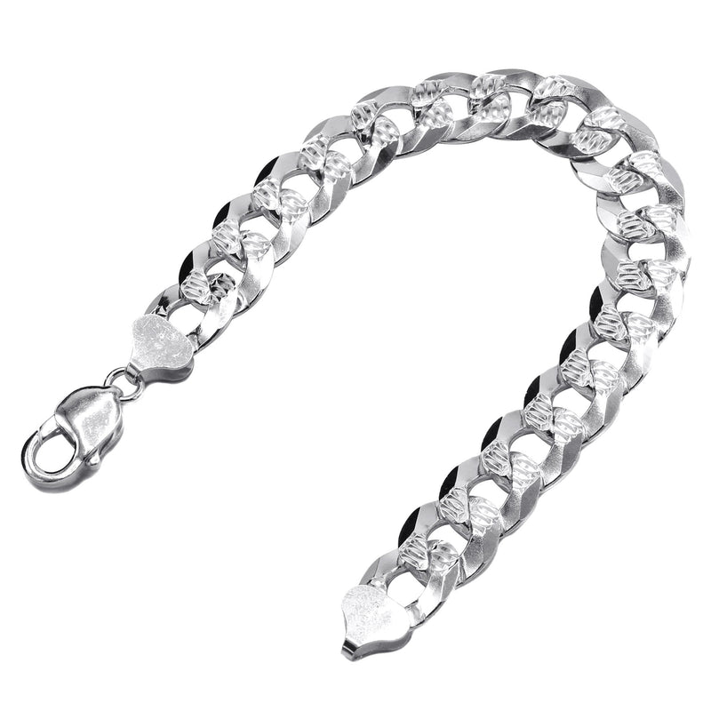 Silver Diamond Cut Curb Bracelet