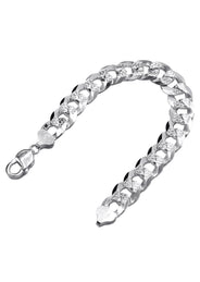 Silver Diamond Cut Curb Bracelet