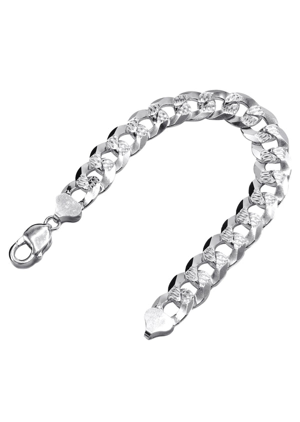 Silver Diamond Cut Curb Bracelet