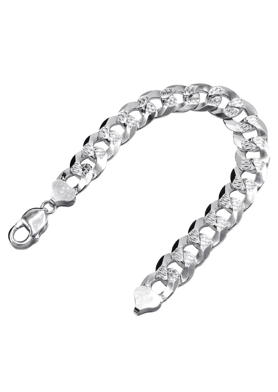 Silver Diamond Cut Curb Bracelet