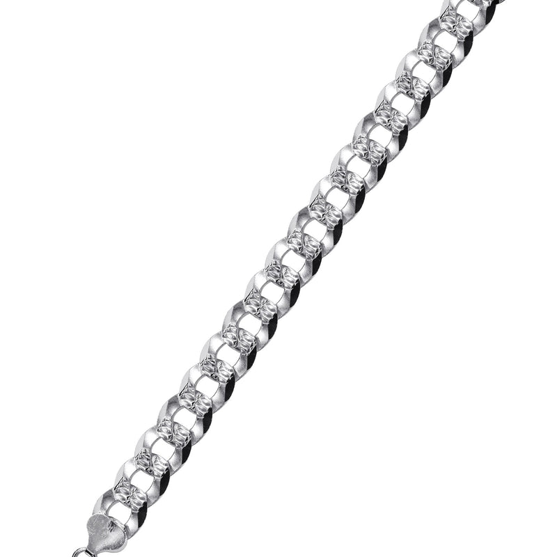 Silver Diamond Cut Curb Bracelet