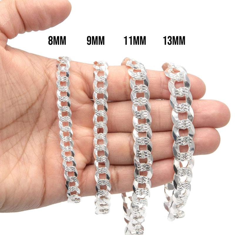 Silver Diamond Cut Curb Bracelet