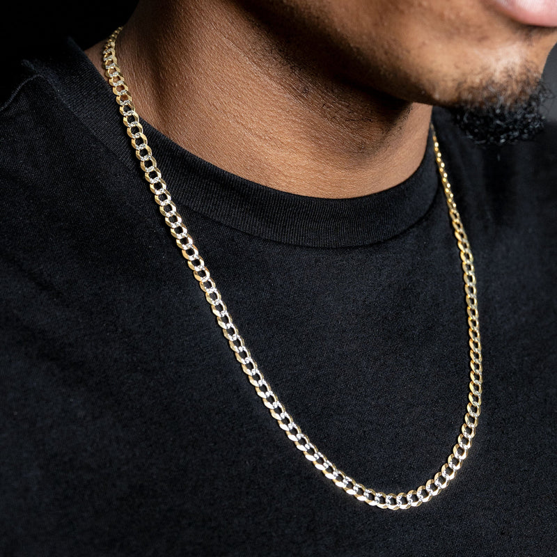 10K Gold Diamond Cut Curb Necklace / 6 MM