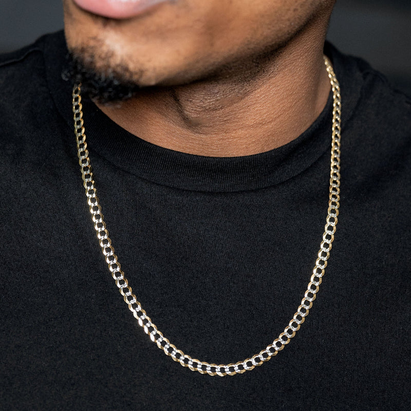 10K Gold Diamond Cut Curb Necklace / 6 MM
