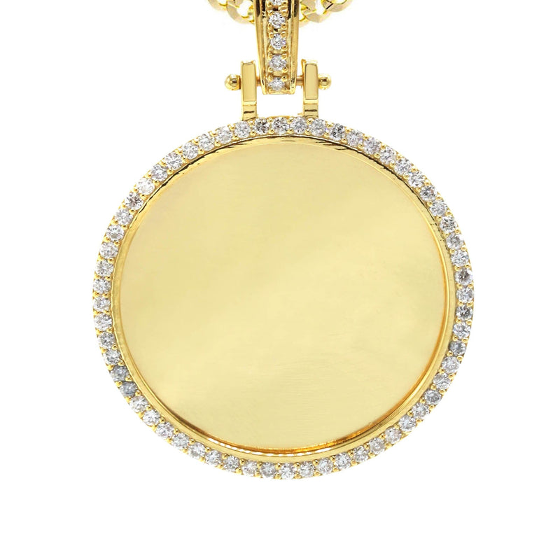 Diamond 10K/14K Yellow Gold Large Round Picture Pendant Necklace | Appx. 0.65 Carat