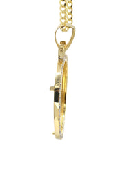 Diamond 10K/14K Yellow Gold Large Round Picture Pendant Necklace | Appx. 0.65 Carat