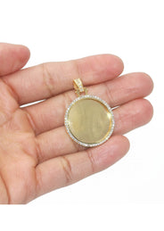 Diamond 10K/14K Yellow Gold Large Round Picture Pendant Necklace | Appx. 0.65 Carat