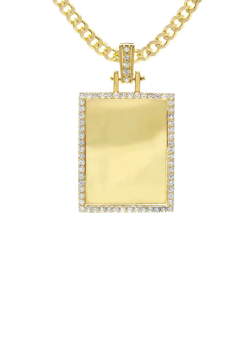 Diamond 10K/14K Yellow Gold Rectangle Picture Pendant Necklace | Appx. 0.60 Carat