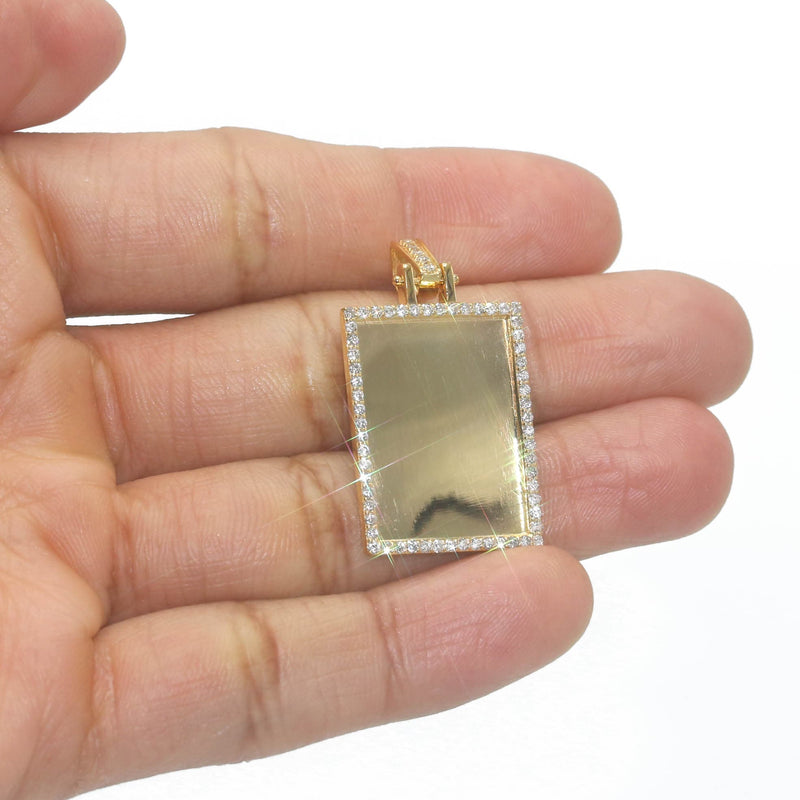 Diamond 10K/14K Yellow Gold Rectangle Picture Pendant Necklace | Appx. 0.60 Carat