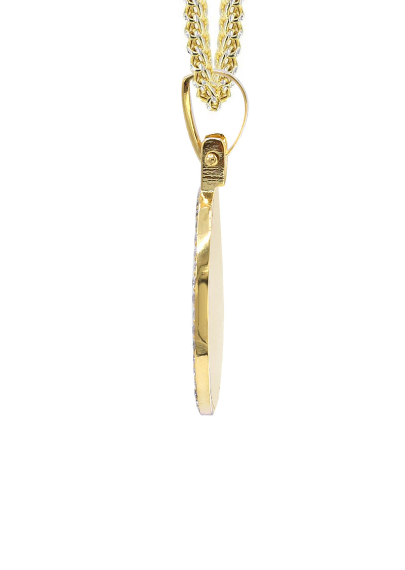 Diamond 10K/14K Yellow Gold Small Round Picture Pendant Necklace | Appx. 0.50 Carat