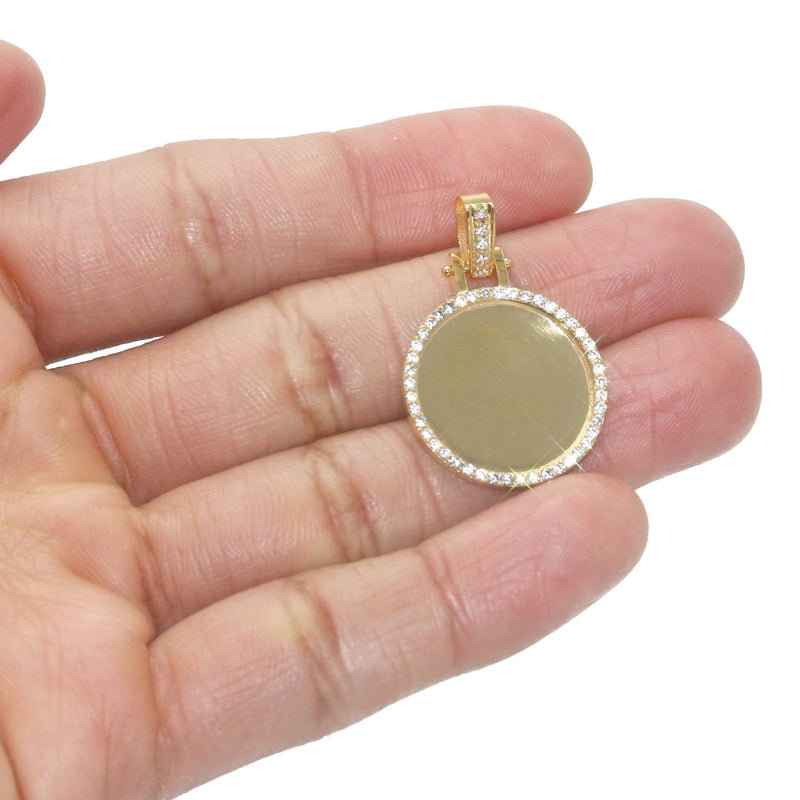 Diamond 10K/14K Yellow Gold Small Round Picture Pendant Necklace | Appx. 0.50 Carat