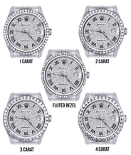Mens Diamond Rolex Datejust Watch 16200  | 36MM | Fully Iced Out Diamond Roman Dial | Jubilee Band