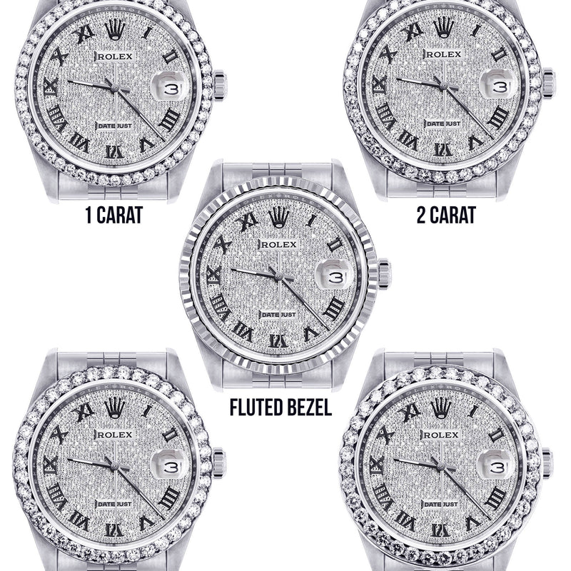 Womens Rolex Datejust Watch 16200  | 36MM | Full Diamond Roman Dial | Jubilee Band