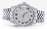 Mens Rolex Datejust Watch 16200 | Fluted Bezel | 36Mm | Diamond Roman Numeral Dial | Jubilee Band