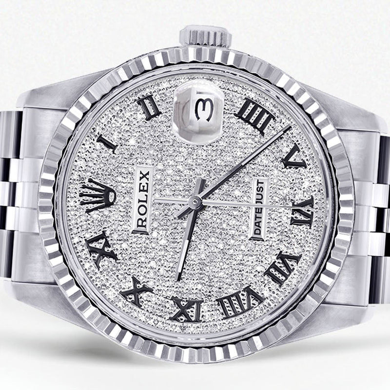 Womens Rolex Datejust Watch 16200 | Fluted Bezel | 36Mm | Diamond Roman Numeral Dial | Fluted Bezel | Jubilee Band