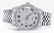 Womens Rolex Datejust Watch 16200 | Fluted Bezel | 36Mm | Diamond Roman Numeral Dial | Fluted Bezel | Jubilee Band