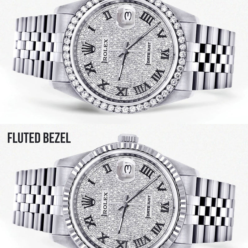 Womens Rolex Datejust Watch 16200  | 36MM | Full Diamond Roman Dial | Jubilee Band