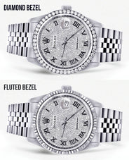 Womens Rolex Datejust Watch 16200  | 36MM | Full Diamond Roman Dial | Jubilee Band