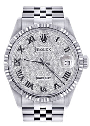 Womens Rolex Datejust Watch 16200 | Fluted Bezel | 36Mm | Diamond Roman Numeral Dial | Fluted Bezel | Jubilee Band