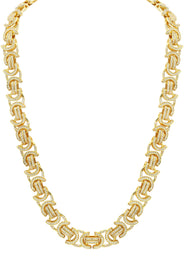 Gold Plated Iced Out Mens Byzantine Chain