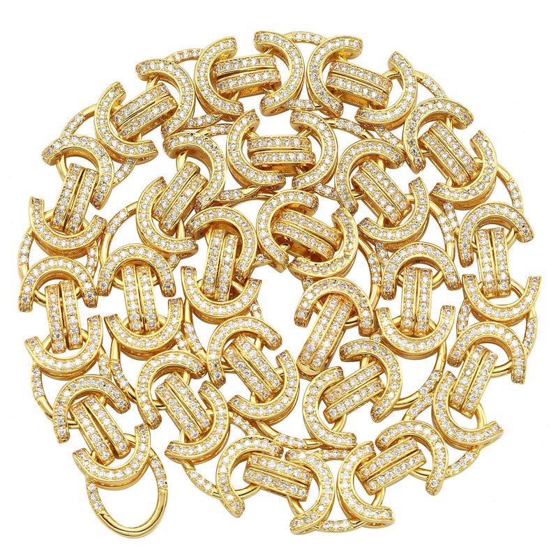Gold Plated Iced Out Mens Byzantine Chain