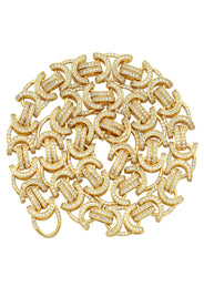 Gold Plated Iced Out Mens Byzantine Chain