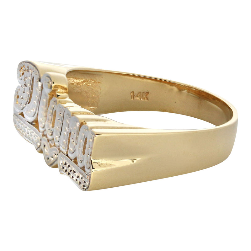 14K Two Tone Diamond Cut Gold Name Ring | Appx. 5.1 Grams