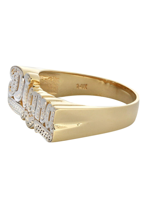 14K Two Tone Diamond Cut Gold Name Ring | Appx. 5.1 Grams