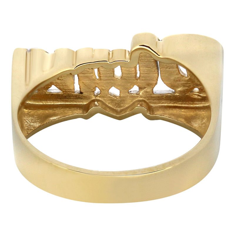 14K Two Tone Diamond Cut Gold Name Ring | Appx. 5.1 Grams