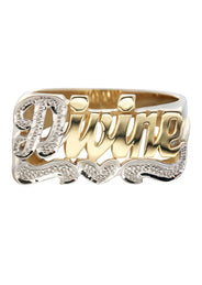 14K Two Tone Diamond Cut Gold Name Ring | Appx. 5.1 Grams
