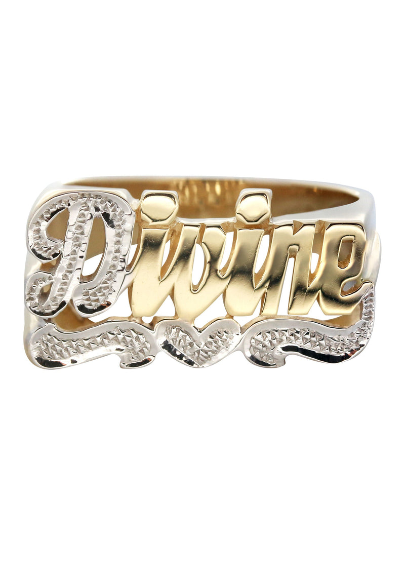 14K Two Tone Diamond Cut Gold Name Ring | Appx. 5.1 Grams