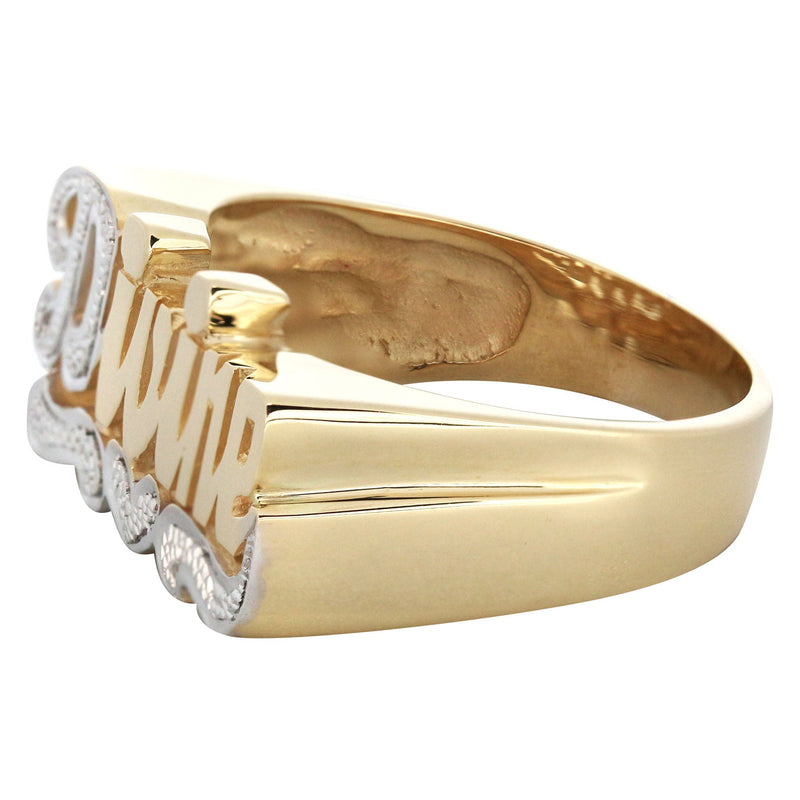14K Two Tone Diamond Cut Gold Name Ring | Appx. 5.1 Grams