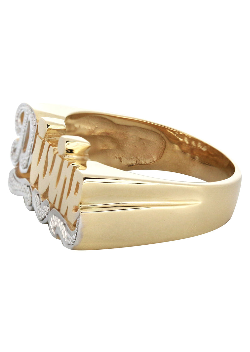 14K Two Tone Diamond Cut Gold Name Ring | Appx. 5.1 Grams