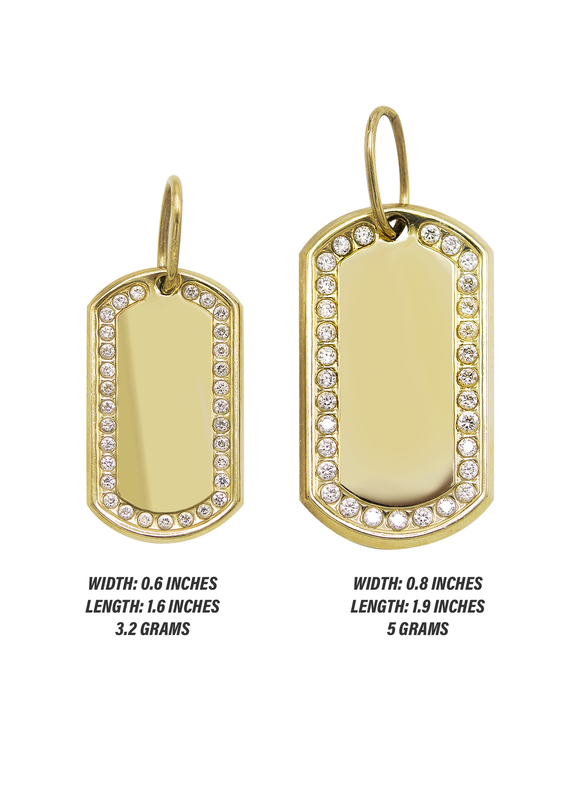 10K Gold  Dog Tag Pendant | Customizable Size