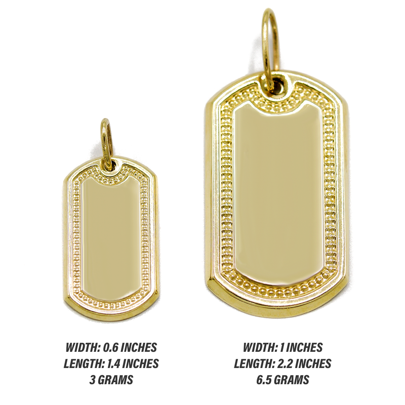 10K Gold  Dog Tag Pendant | Customizable Size
