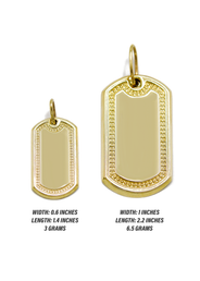 10K Gold  Dog Tag Pendant | Customizable Size