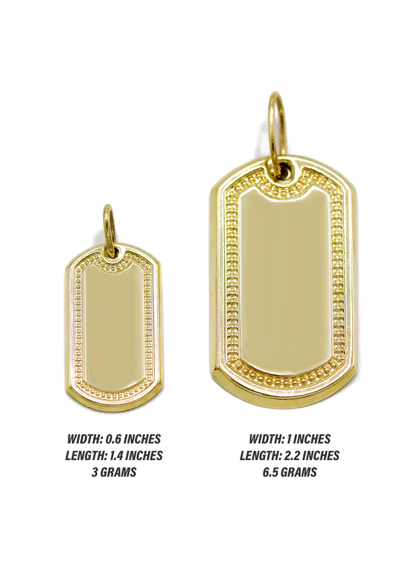 10K Gold  Dog Tag Pendant | Customizable Size