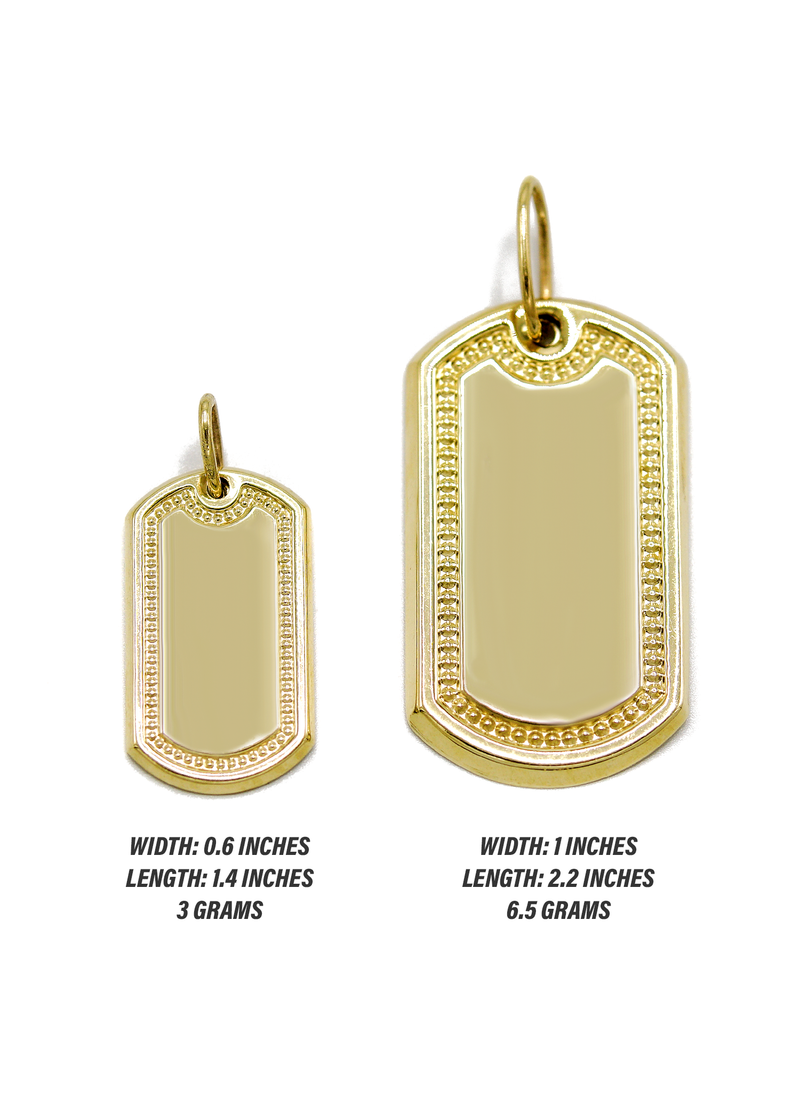 10K Gold  Dog Tag Pendant | Customizable Size