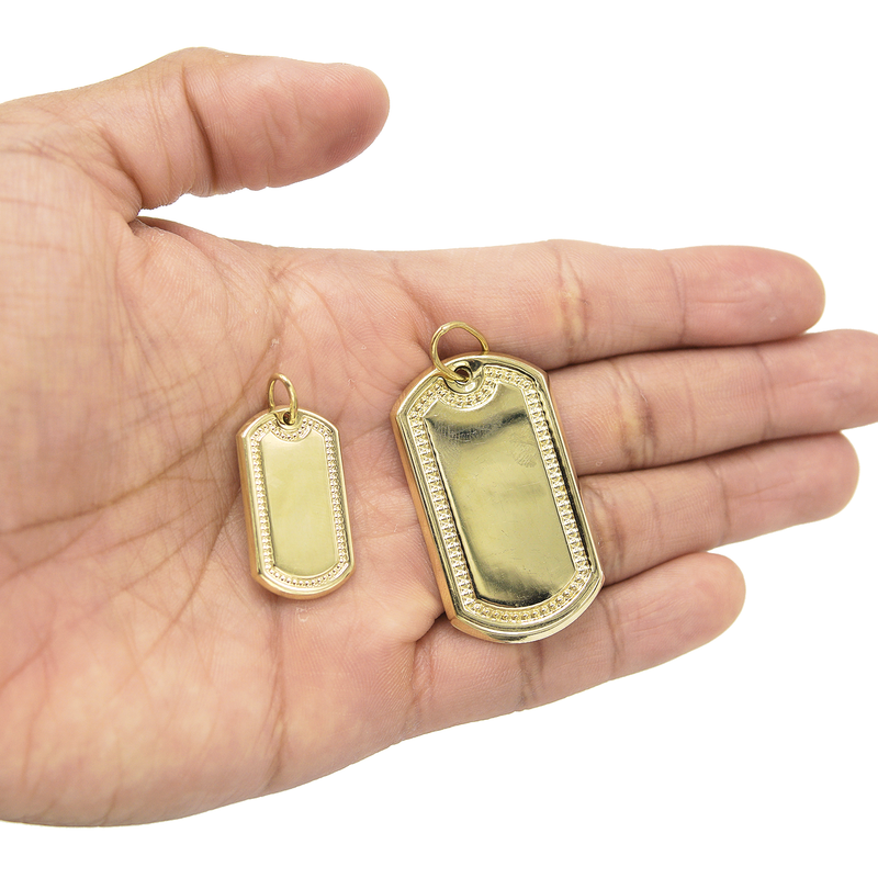 10K Gold  Dog Tag Pendant | Customizable Size