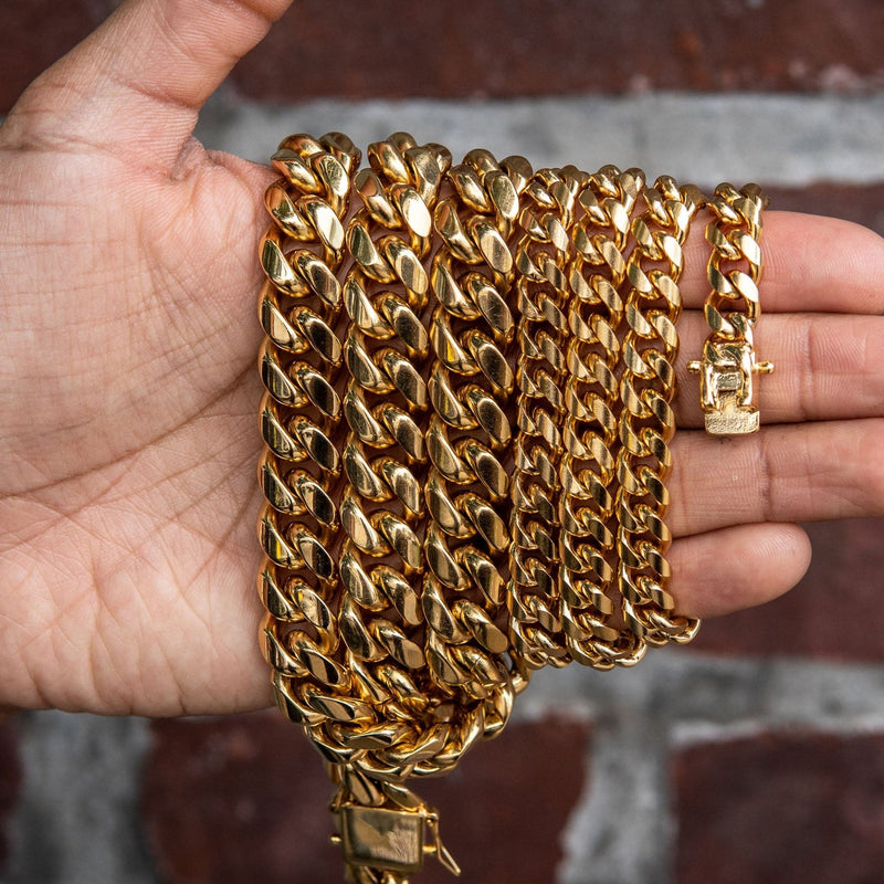 Gold Plated Double Miami Cuban Link ( 10 MM & 14 MM )