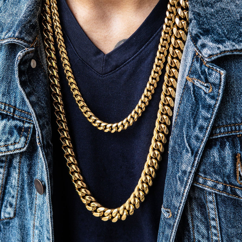 Gold Plated Double Miami Cuban Link ( 10 MM & 14 MM )